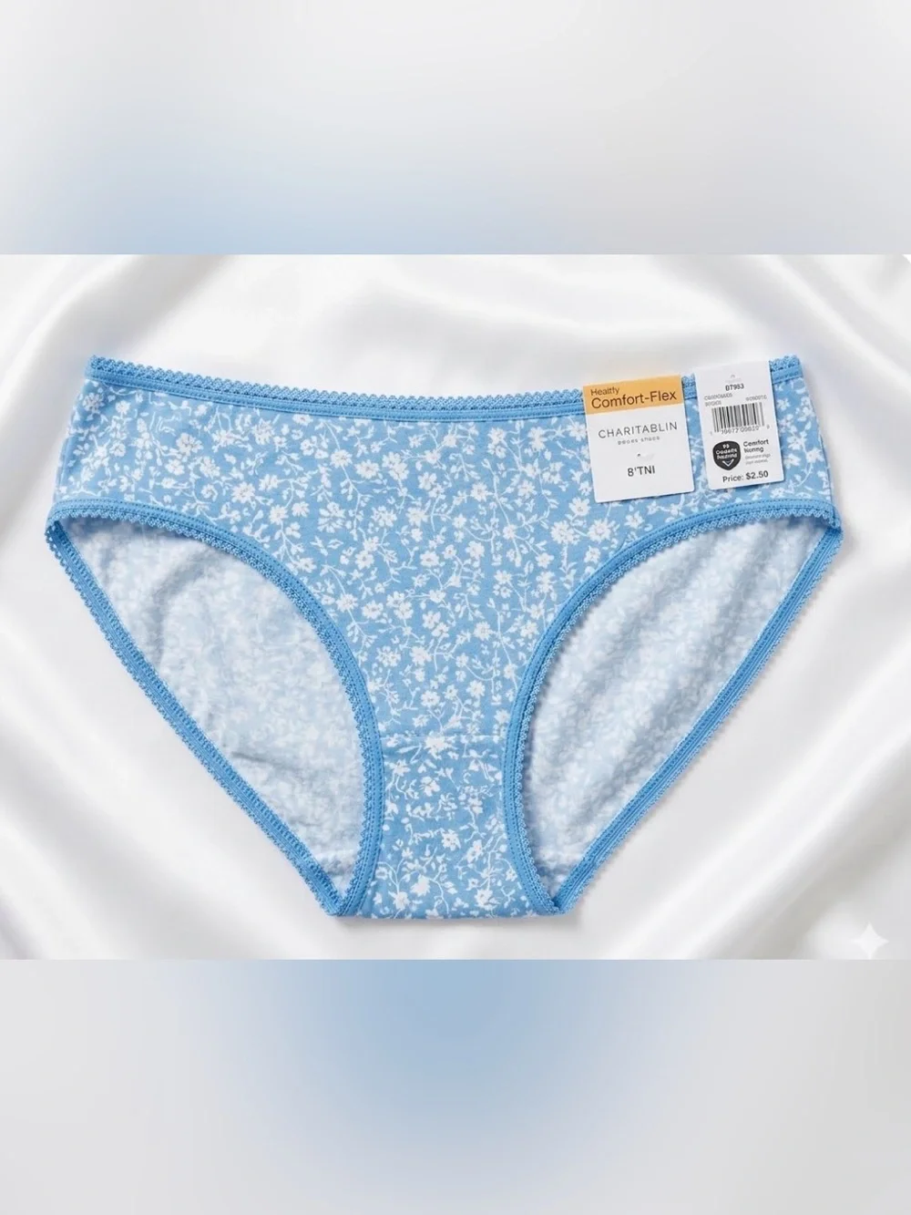 Charter Club Womens cotton core underwear blue Floral Small